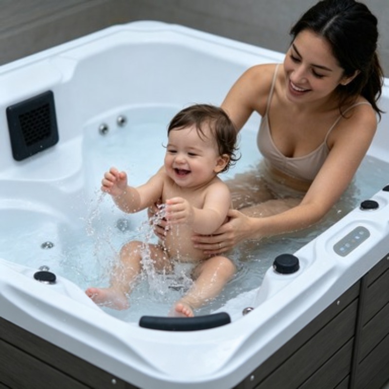 Hot Tub - อ่างน้ำร้อนสปาจากุซซี่อะคริลิกนวดตัวกลางแจ้ง 3 ที่นั่ง 37 หัวฉีด ควบคุมด้วยระบบ