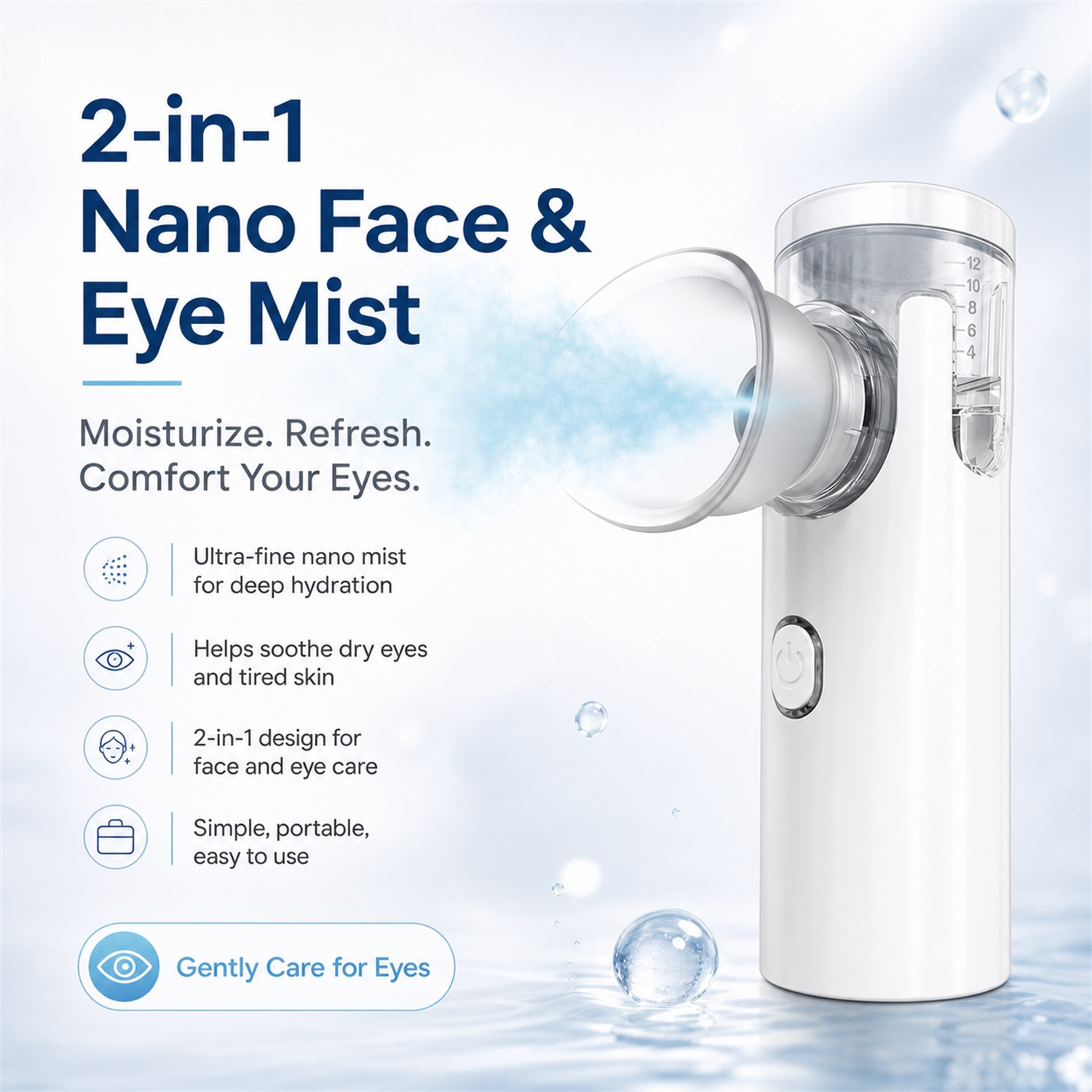 Face Steamer - เครื่องพ่นไอน้ำนาโนสำหรับดวงตา เครื่องพ่นละอองไอน้ำบำรุงดวงตา บรรเทาอาการเมื่อยล้าและตาแห้ง เพิ่มความชุ่มชื้น บำรุงผิวหน้าและดวงตา มาส์กบำรุงพร้อมเครื่องพ่นไอน้ำ