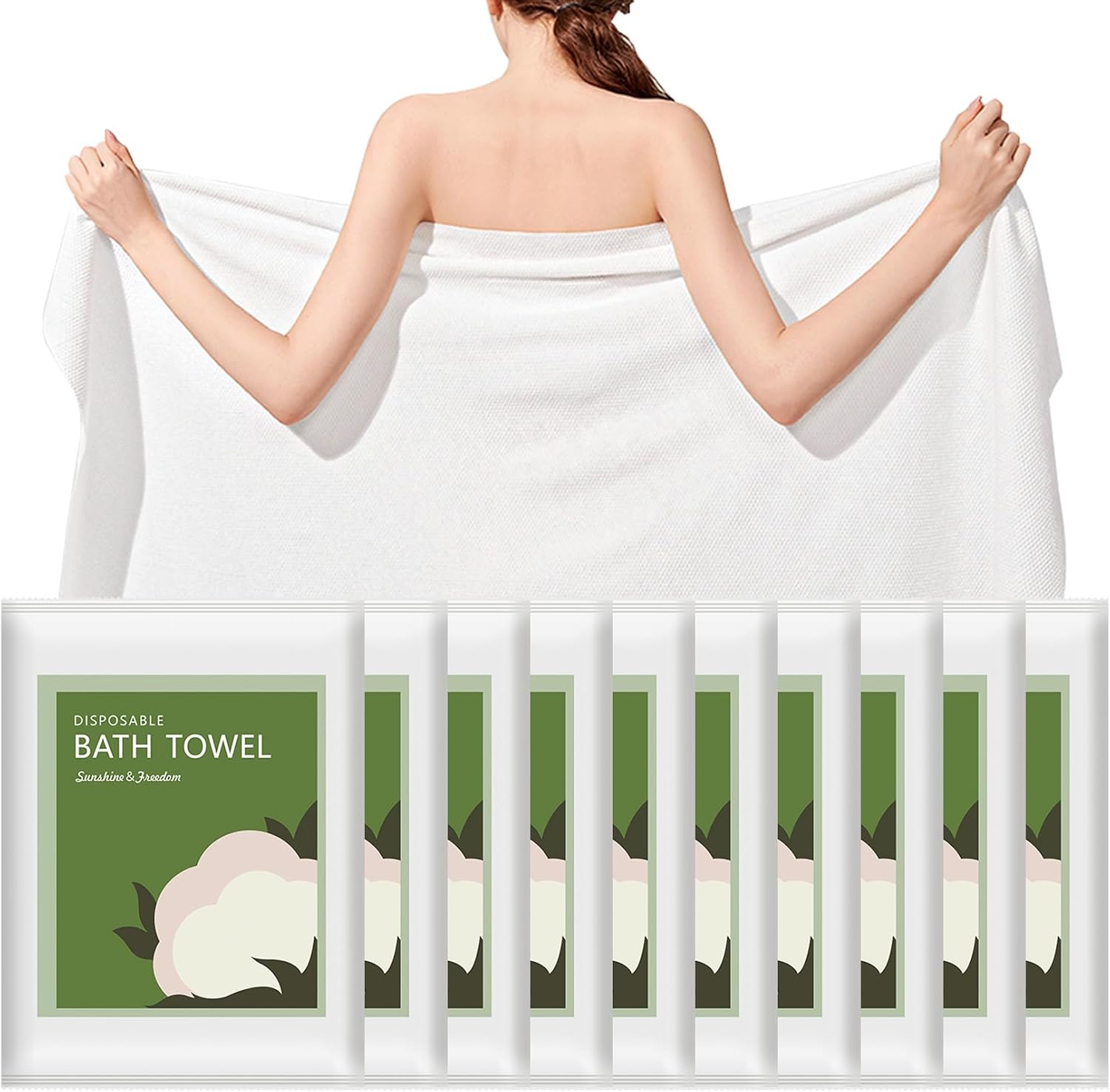 Spa Towel - ผ้าขนหนูอาบน้ำแบบใช้แล้วทิ้ง 10 ชิ้น ขนาด 55x27.5 นิ้ว