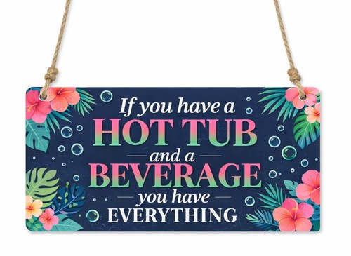 Hot Tub - 1x ป้ายโลหะแขวนกลางแจ้ง/ป้ายข้อความ 
