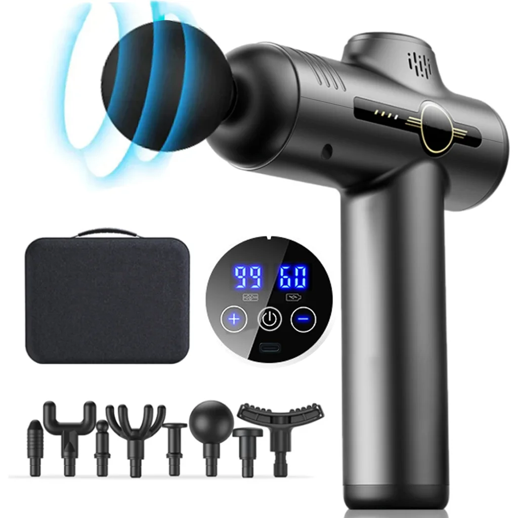 Massage Gun - ปืนนวดไฟฟ้า ปืนนวดกล้ามเนื้อ เครื่องนวดตัว อุปกรณ์นวดสำหรับผู้ชาย เครื่องนวดความถี่ต่ำ
