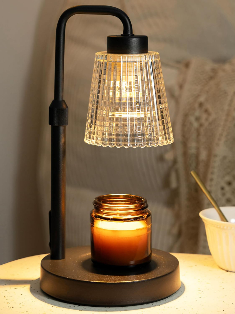 Wax Warmer - โคมไฟหลอมเทียนปรับแสงได้พร้อมตั้งเวลา 24 ชั่วโมง พร้อมหลอดไฟสองดวง เครื่องอุ่นเทียนไฟฟ้า ของตกแต่งโต๊ะบ้าน