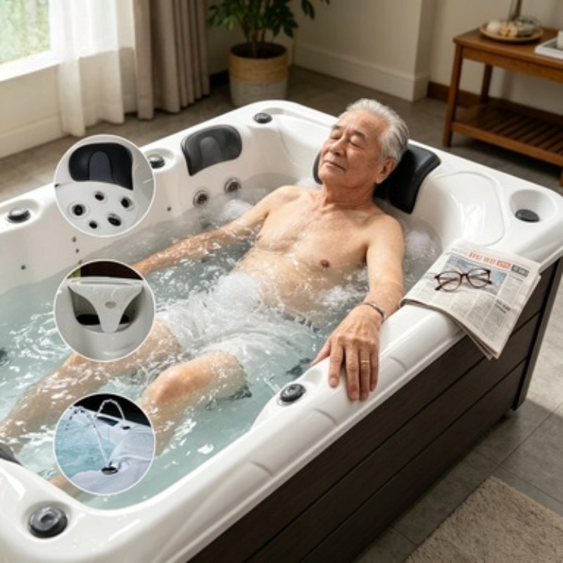Hot Tub - อ่างอาบน้ำนวดตัวอะคริลิก อ่างน้ำวนสปา อ่างน้ำร้อนจากุซซี่กลางแจ้ง 4 ที่นั่ง 37