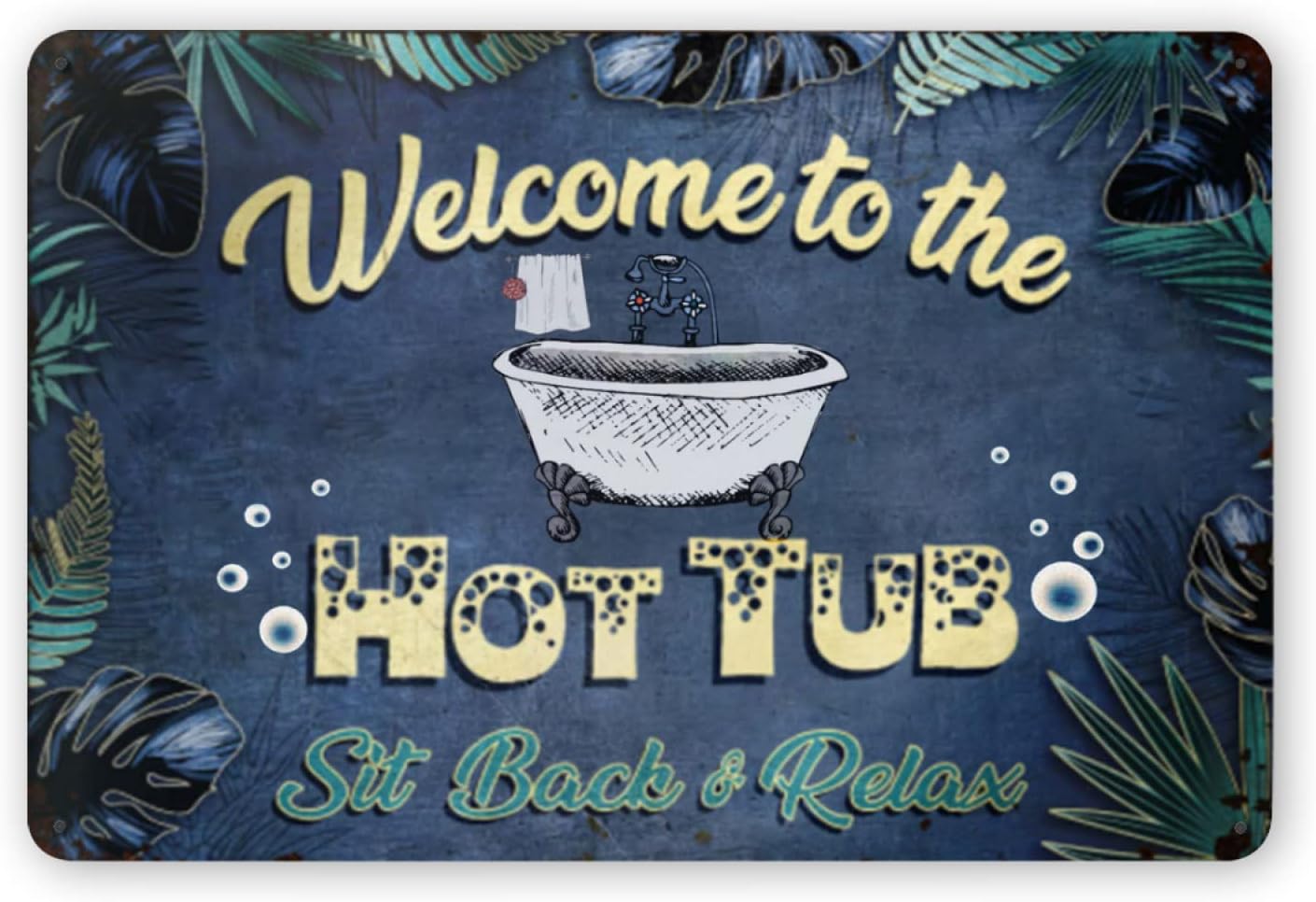 Hot Tub - Y1 ป้ายโลหะดีบุก สำหรับติดผนัง ทั้งภายนอกและภายใน วินเทจ อะลูมิเนียม