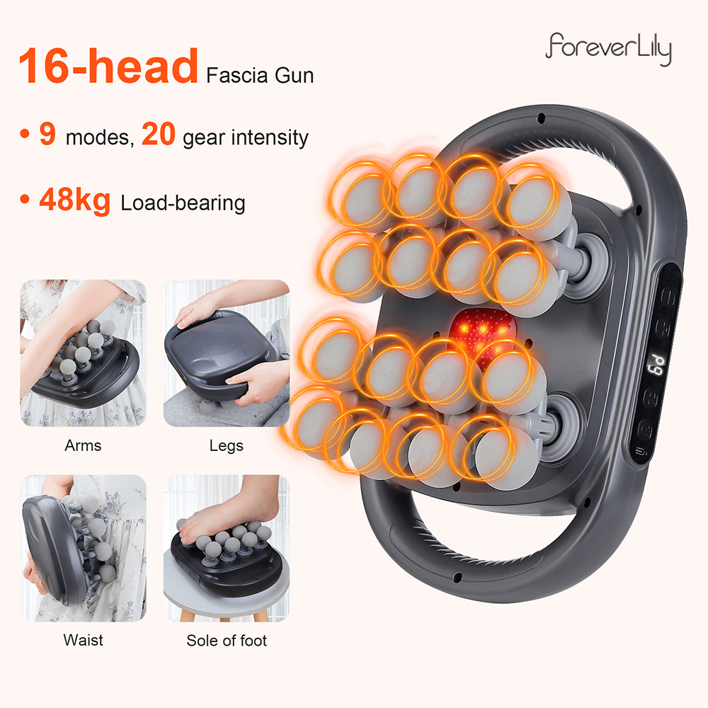 16 หัว Fascia ปืนการสั่นสะเทือ - Massage Gun บทวิจารณ์และราคา